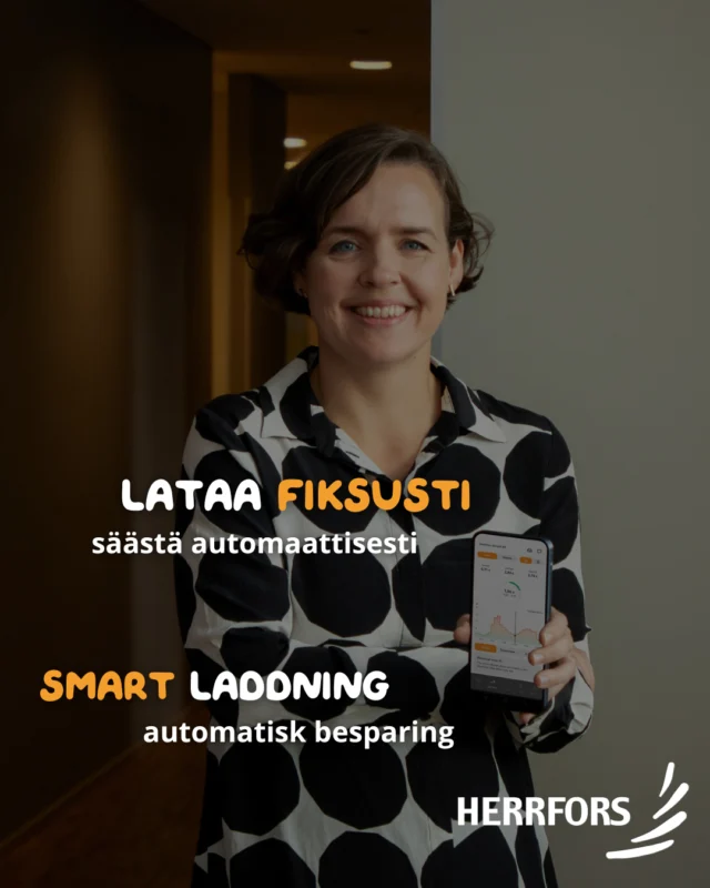 (FI/SVE)⚡️Anna Herrfors-sovelluksen ladata puolestasi!⁠
⁠
Sähköauton lataaminen ei ole koskaan ollut näin fiksua. Herrfors-sovelluksen älylataus hyödyntää automaattisesti vuorokauden halvimmat sähkötunnit, ilman, että sinun tarvitsee tehdä mitään.⁠
⁠
Kytke autosi lataukseen milloin tahansa, ja sovellus huolehtii lopusta: se keskeyttää latauksen, kun hinta nousee, ja jatkaa, kun sähkö on taas edullista.⁠
⁠
Säästä aikaa, rahaa ja energiaa, Herrfors-sovelluksella.⁠
✨️Lue lisää: Herrfors.fi⁠
⁠
//⁠
⁠
⚡️Att ladda elbilen har aldrig varit smartare. Herrfors-appens smartladdning utnyttjar automatiskt dygnets billigaste elpriser, helt utan att du behöver göra något.⁠
⁠
Plugga in bilen när det passar dig,  appen sköter resten. Den pausar laddningen när elen är dyr och startar igen när priset sjunker.⁠
⁠
Spara tid, pengar och energi, med Herrfors-appen.⁠
✨️Läs mer: Herrfors.fi